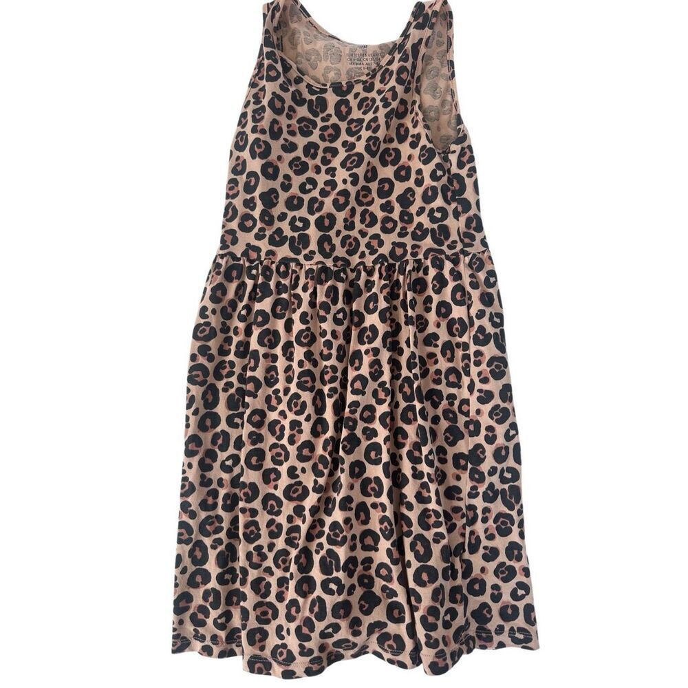 H&M girls cover up dresss- leopard print - animal sz 6x/7 sleeveless cotton